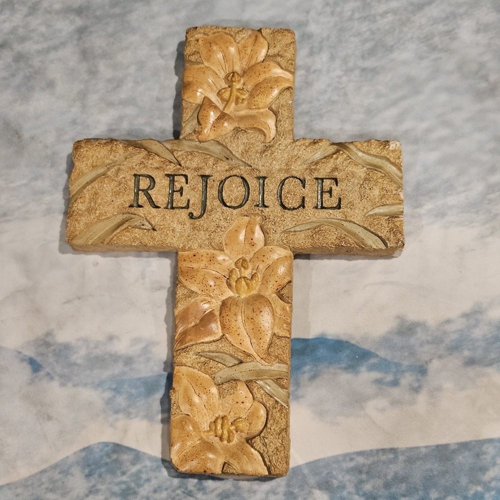 Inspirio Rejoice 9" Decorative Cross Wall Hanging Christian Floral 2005